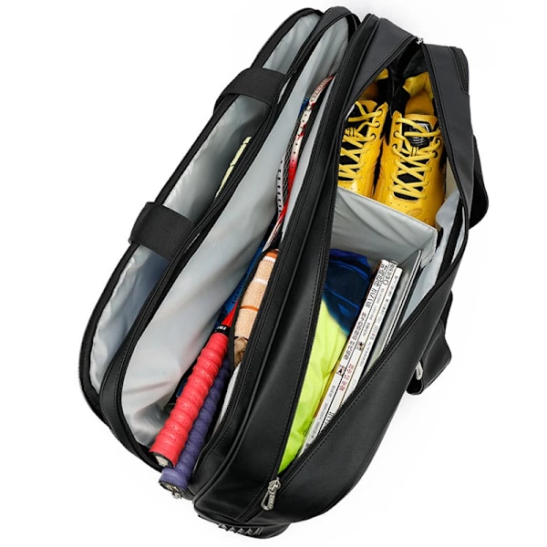 Badminton bag for menn Vanntett sportsbag i mykt skinn Black