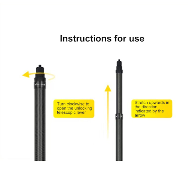 Förlängd Selfie Stick i Kolfiber Bärbar Handhållen Selfie-förlängningsstång för Kameror Stabilisatorer Stativ Monopods 1.5m / 4.9ft