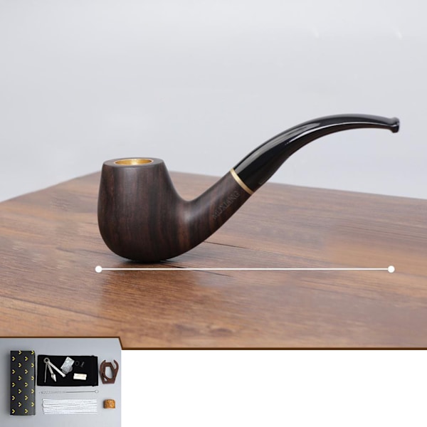 (wgac0047) [Pipa] + [Sats med tio delar] Ebony Wood Smoking Pipe Pocket