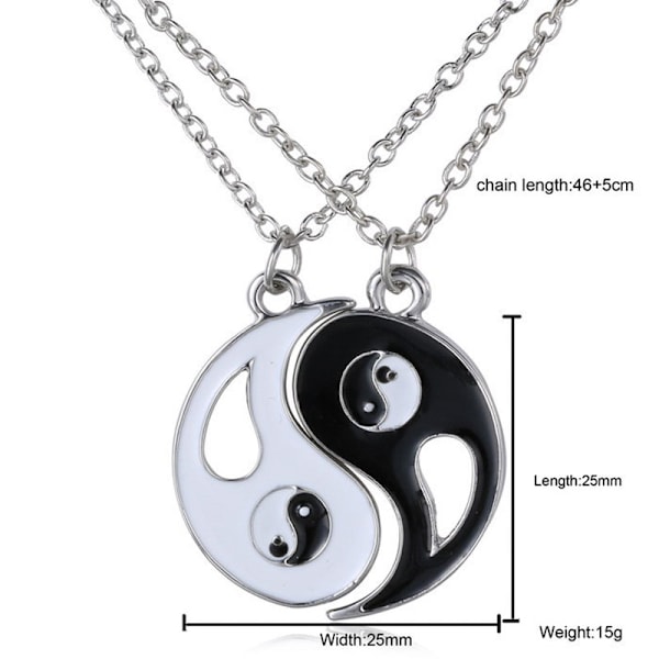 pcs yin yang hänge halsband svart vit par vän