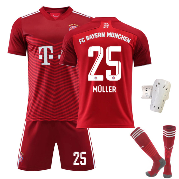 21-22 Bayern röd hemmatröja set nr 9 Lewandowski tröja nr 25 Muller nr 10 Sane fotbollströja Bayern home number 25 20#