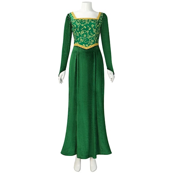 Shrek Cosplay Kostume Anime Prinsesse Grøn Kjole Fiona Kjole Shrek Cosplay Kostume Kvinder Sexy Fløjl Halloween Karneval Tøj XS XS wig