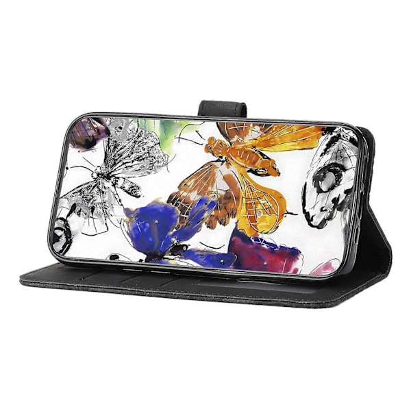 Skin-touch Butterfly Pattern PU Læderetui med Stativ og Pengepungfunktion til Motorola Moto G7 Power Multifarvet Multicolor Style A