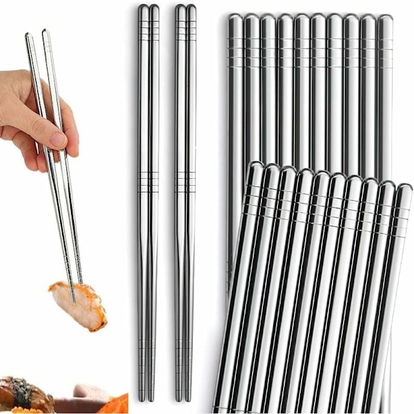 10 Paria Korean Stainless Steel -tikkuja, Uudelleenkäytettäviä, Liukumattomat, Astianpesukoneen Kestäviä, MODOU