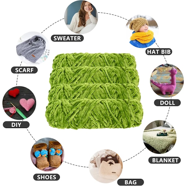 Stickgarn garn virkning stickgarn 5 x 95g stickgarn, chenille garn, för att göra garnprojekt Autumn fragrant green