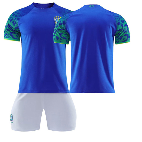 22-23 Brasilien borta blå nr 20 Vinicius 10 Neymar 18 Jesus tröjset fotbollströja Brazil away game without number #22