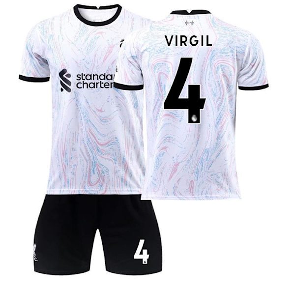 22-23 Liverpool udebanetrøje 11 Salah grå og hvid fodbolduniform dragt nr. 9 Firmino trøje med sokker 2223 Liverpool away number 4 #26