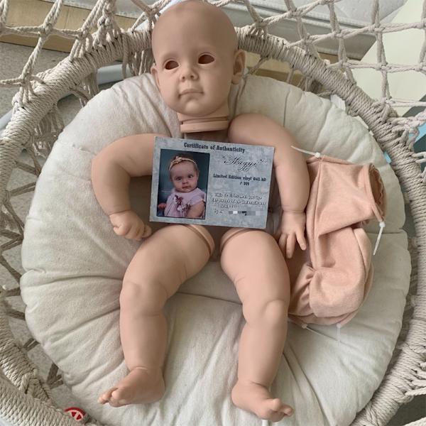 58cm/23 tum Omålad Reborn Leksak Realistisk Nyfödd Baby Interaktiv för Docka DIY för Dock Kit med Huvudben Vinyl A