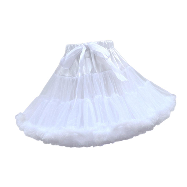 Kvinders Lagdelt Petticoat i Tulle Chiffon Krinoline til Kjole White 45cm