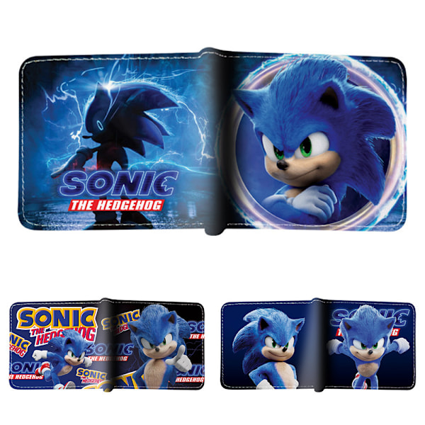 Sonic The Hedgehog -lompakko, jossa useita taskuja, kolikkopussi ja henkilökortti, lapsille C