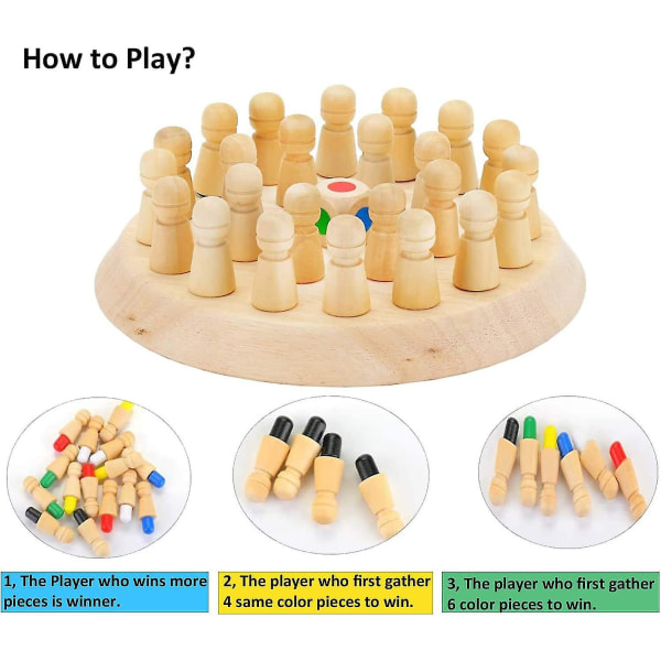 Minnesspel Stick Schack, Träspel, Träminnesschack, Minnesschack Trä, Minnesschack Lärande Leksak, Minnesschack, Bärbart Schack