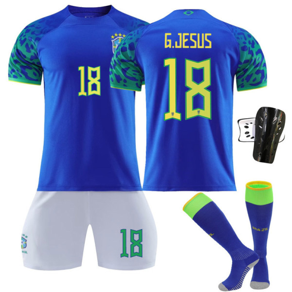 22-23 Brasilien borta blå nr 20 Vinicius 10 Neymar 18 Jesus tröjset fotbollströja 2223 Brazil away number 18 #18