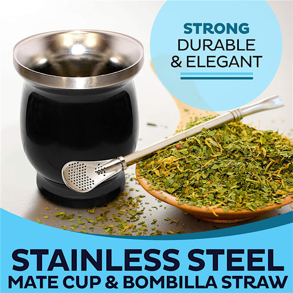 Yerba Mate Gourd Set Rustfritt Stål Dobbeltvegget Mate Tekopp a Ed