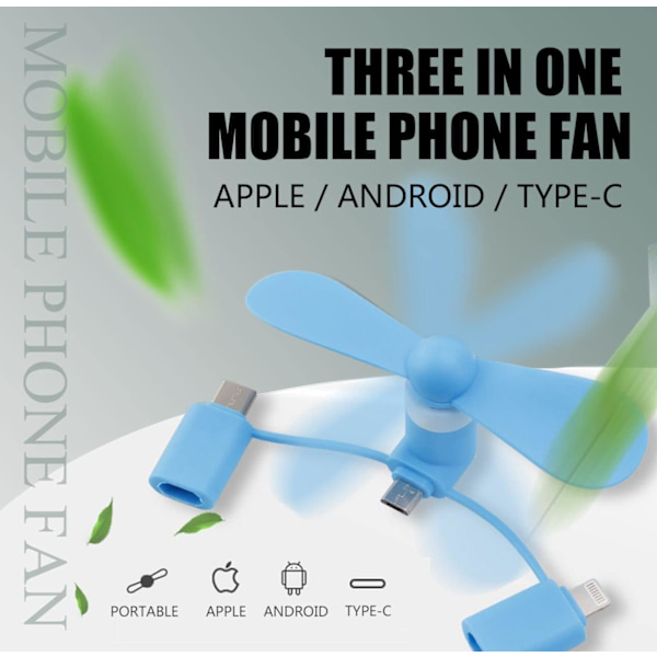 6-pack 3 i 1 Mini Mobiltelefon Fläkt Kompatibel med iPhone/iPad/Android Smartphone/Tablet Mobiltelefon Bärbar