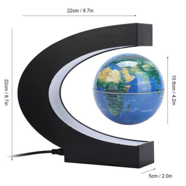 Globen LED Magnetisk Levitation 4 Ljus Flytande Blå