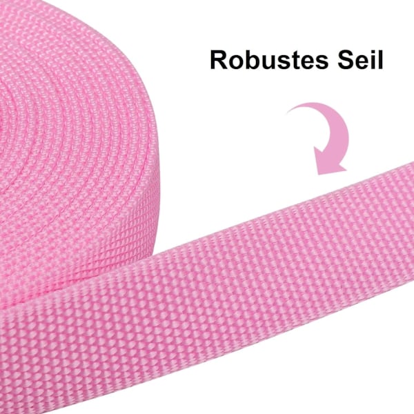 Hundehalsbånd, Hundetreningsbånd med håndtak Langt hundebånd Nylon Håndfri bånd for små til store hunder Kjæledyr Gå Jogging 10m * 2.5cm (Rosa)-Xin