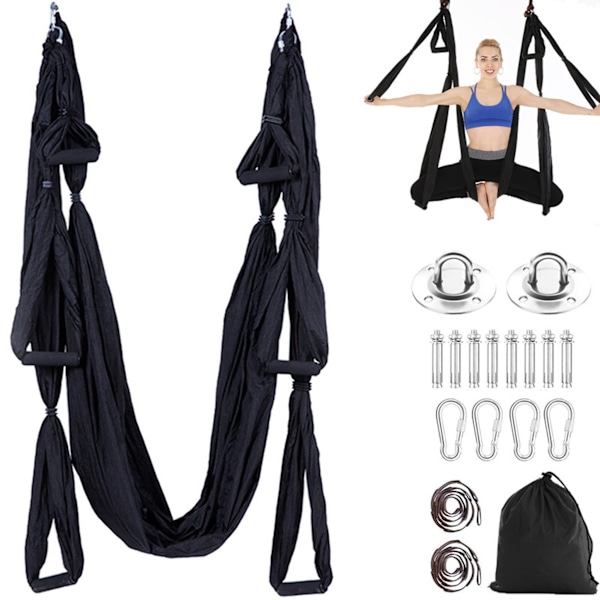 Aerial Yoga Hammock, Yoga Swing, Air Fly Hammock Set, Black