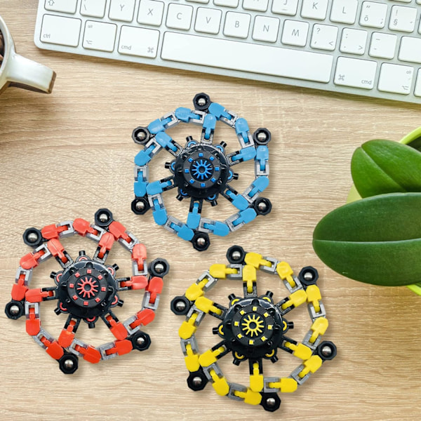 3-pak Fingertip Gyro Fidget Spinner, DIY Deformerbare Kjeder Lenker Fingertip Spinning Robot for Voksne og Barn