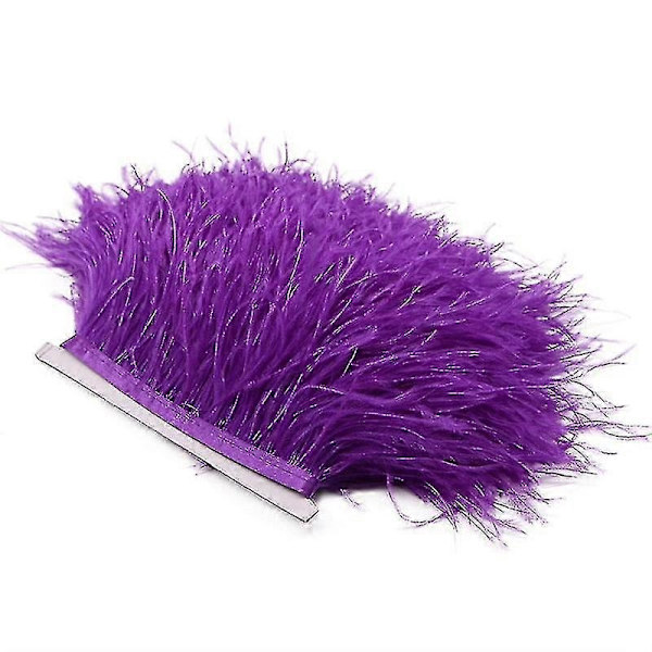 2 Meter Farverigt Struds fjerband med Fjer til Tøjdekoration - Perfekt Purple