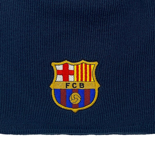 FC Barcelona Kids Hat Knitted Bronx Beanie OFFICIELL Fotbollspresent Marinblå Bea Navy Blue Beanie One Size