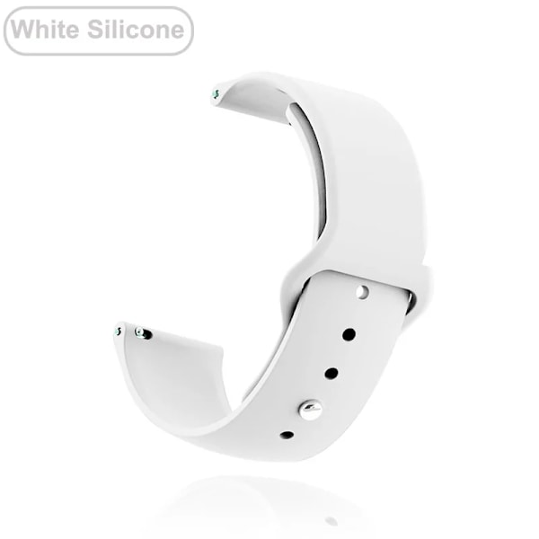 Nye 18 mm 20 mm 22 mm remmer for Garmin Venu 2S Armbånd Vivoactive 3 4S 4 Forerunner 245 645 Galaxy Watch 4 Classic 42 46 mm Hvit Silikon White Silicone 22mm