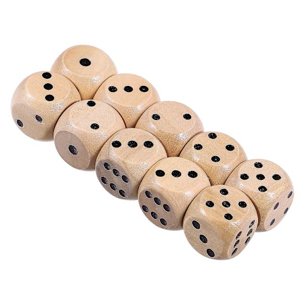 10 st trä tärningar 6-sidiga spel tärningar set D6 trä tärningar mini tärningar bord tärningar spel rekvisita (16mm)
