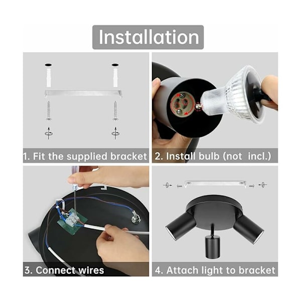 DIY belysning LED takpanel taklampe projektorlamper belysning hall soverom stue taklampe er svart 3 hvitt lys