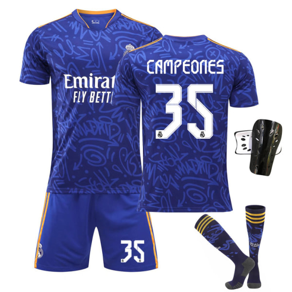 21-22 Real Madrid udebane kongeblå nr. 9 Benzema trøje nr. 20 Vinicius 10 Modric 8 Kroos 35-time champion with socks +gear XL#