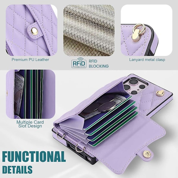 Etui til Samsung Galaxy S24 Ultra 5g cover med stativ Kortholder Rum Håndteret Crossbody Rem Snøre
