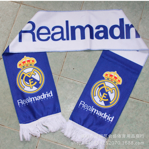 Mub- Fans Real Madrid Liverpool Miami Bibs Scarves Football Fans Autumn And Winter Cheer Hand Waving Scarf G Real Madrid blue and white