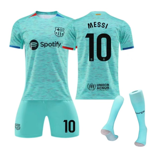23-24 Barcelona andra bortatröja barn vuxen kostym sport fotboll uniform Size 10 socks 28