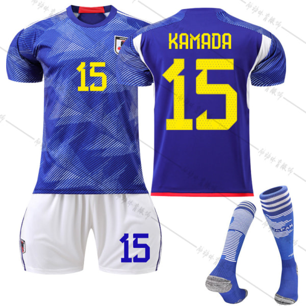 22-23 Japan hem VM fotbollströja nr 10 Minamino Takumi 15 Kamada Daichi 16 Tomiyasu Takehiro tröja No number socks #S