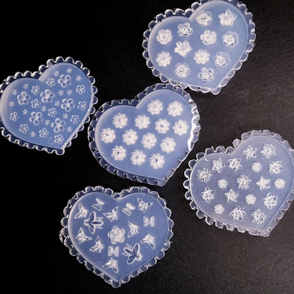 3D neglekunstform i silikon, dekorativ form for neglekunst, verktøy for å lage neglekunst, silikonform med utskjæringer