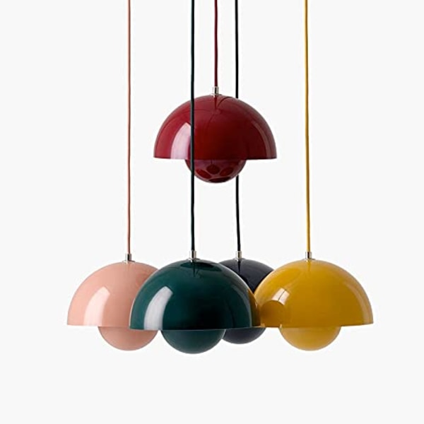 CraftThink LED-pendelbelysning, kuleformet innfelt taklampe, modernistisk metallhengelampe for stue, soverom, spisestue, R grå gray 10 inches