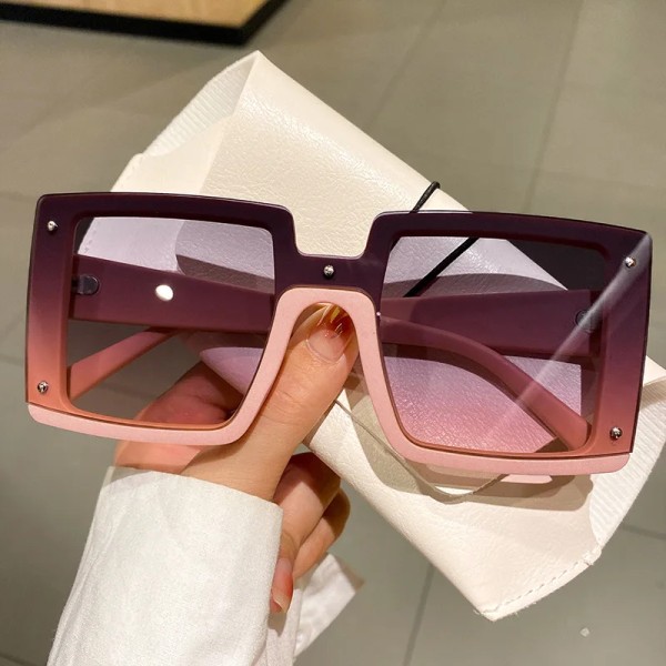 1099 Nye Fashion Solbriller Kvinde Street Shot Europæiske og Amerikanske Solbriller ins Store Firkant grey pink cat Eye