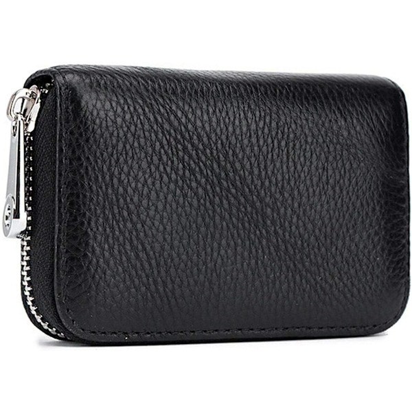 Nahka Mini Naisten Lompakko Vetoketjulla (Musta) black black