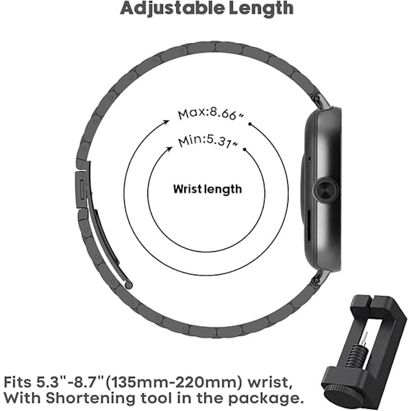 Kompatibel armbånd for Xiaomi Redmi Watch 4/Xiaomi Mi Band 8 Pro, armbånd i rustfritt stål, justerbar spenne