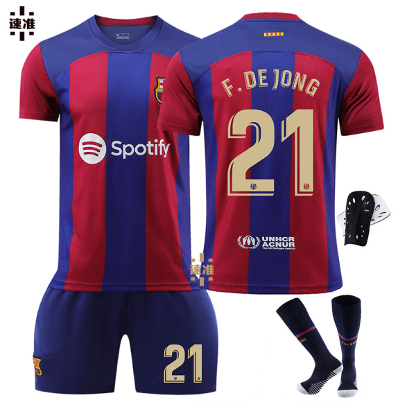 23-24 Ny Barcelona fotbollströja nr 9 Lewandowski 7 Dembele 8 Pedri 30 Gavi nr 10 Messi tröjset No. 21 Protective Gear with Socks 26 yards