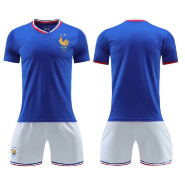 Europeiska cupen Frankrike Hemmatröja 2024 Barn Vuxen Set Nr 10 Mbappe Fotbollströja Factory default blank version 20