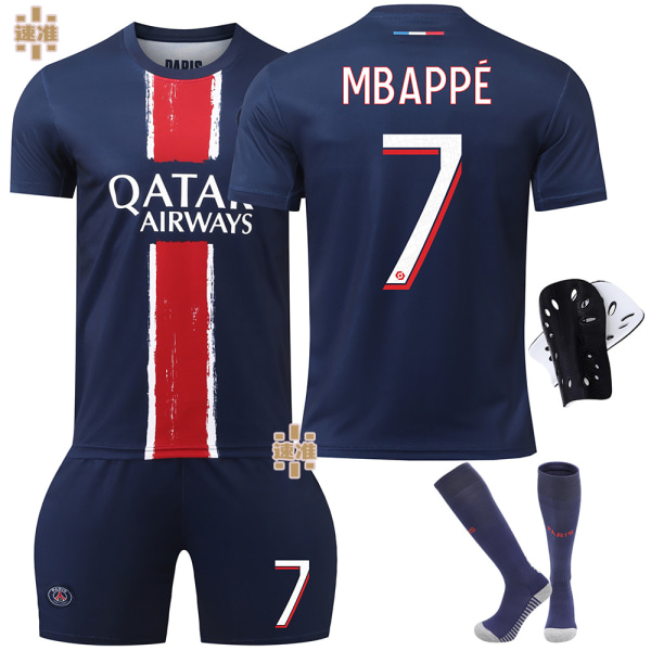 24-25 Pariisin jalkapalloasu nro 7 Mbappe 19 Li Gangren 10 Dembele 9 Ramos paita lasten pukuversio Size 7 socks XS