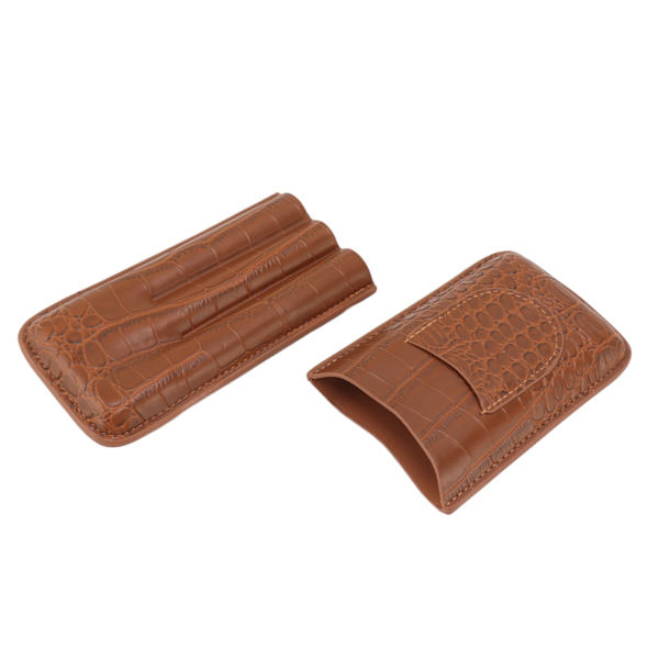 Etui i konstläder, bärbart, hållbart, elegant, 3-fingers cigarrlåda för resor, utomhus, affärer 79
