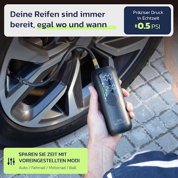 LP1 Akkukompressori polkupyörälle ja autolle, 150 PSI, sähköinen polkupyörän pumppu, akkukäyttöinen ilmapumppu autolle, moottoripyörälle, skootterille, polkupyörälle, palloille