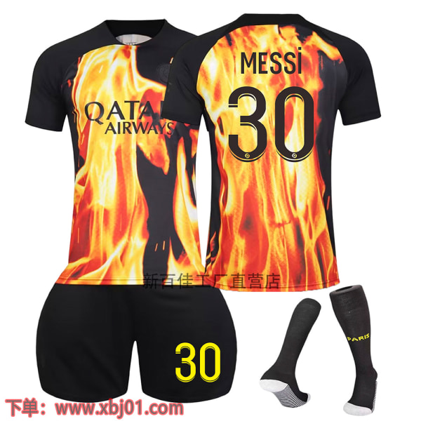 22-23 Pariisin erikoispainos yhteinen jalkapalloasu 7 Mbappe 10 Neymar 30 Messi lasten aikuisten pelipaita Size 30+socks 18 yards