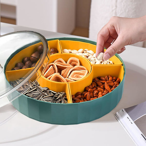 Snacksfatbricka med Fack Snacks Skål med Lock Plast Snacks Fack Snacks Skålar Platta Förvaringslåda Godis Skål för Nötter Snacks Godis Kakor