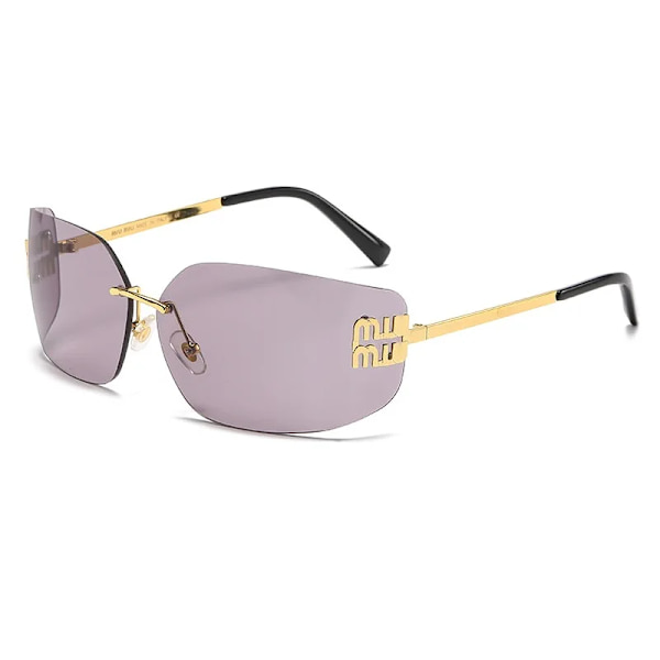 Y2K New Retro Fashion Firkantede Rammenløse UV400 Briller En-delt Gradient Elegant Sommer Utendørsreiser Kvinnelige Skygge Solbriller Grey 88498