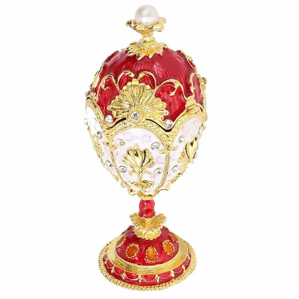Smyckesorganisatör Ägg Samlarobjekt Emalj Påskägg Vintage Faberge Stil Diamantprydd Dekorationslåda Present