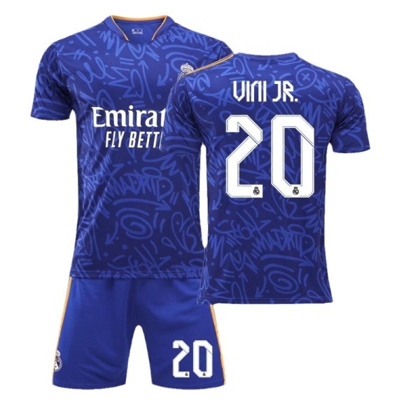 21-22 Real Madrid bortaställ kungligt blå nr 9 Benzema tröja nr 20 Vinicius 10 Modric 8 Kroos Real Madrid away number 20 2XL#