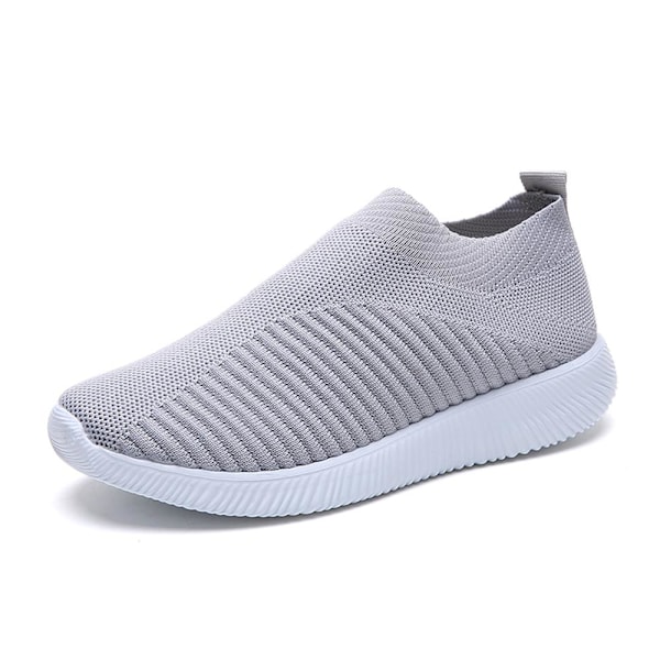 Mordely Dame Sport Mesh Åndbar Slip On Flad Udendørs Sneakers Sko Grå Grey 36