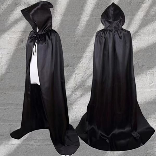 Halloween-kappe til pejsen Dødens kappe vampyrhekskappe festkostume voksne børn sort kappe
