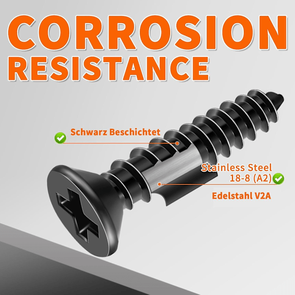 100 stk rustfrie stålskruer 18-8 A2 kryssforsunket hode Ph 4 X 25mm sorte selvskruende skruer rustfritt svart oksid Diy treskrue M4